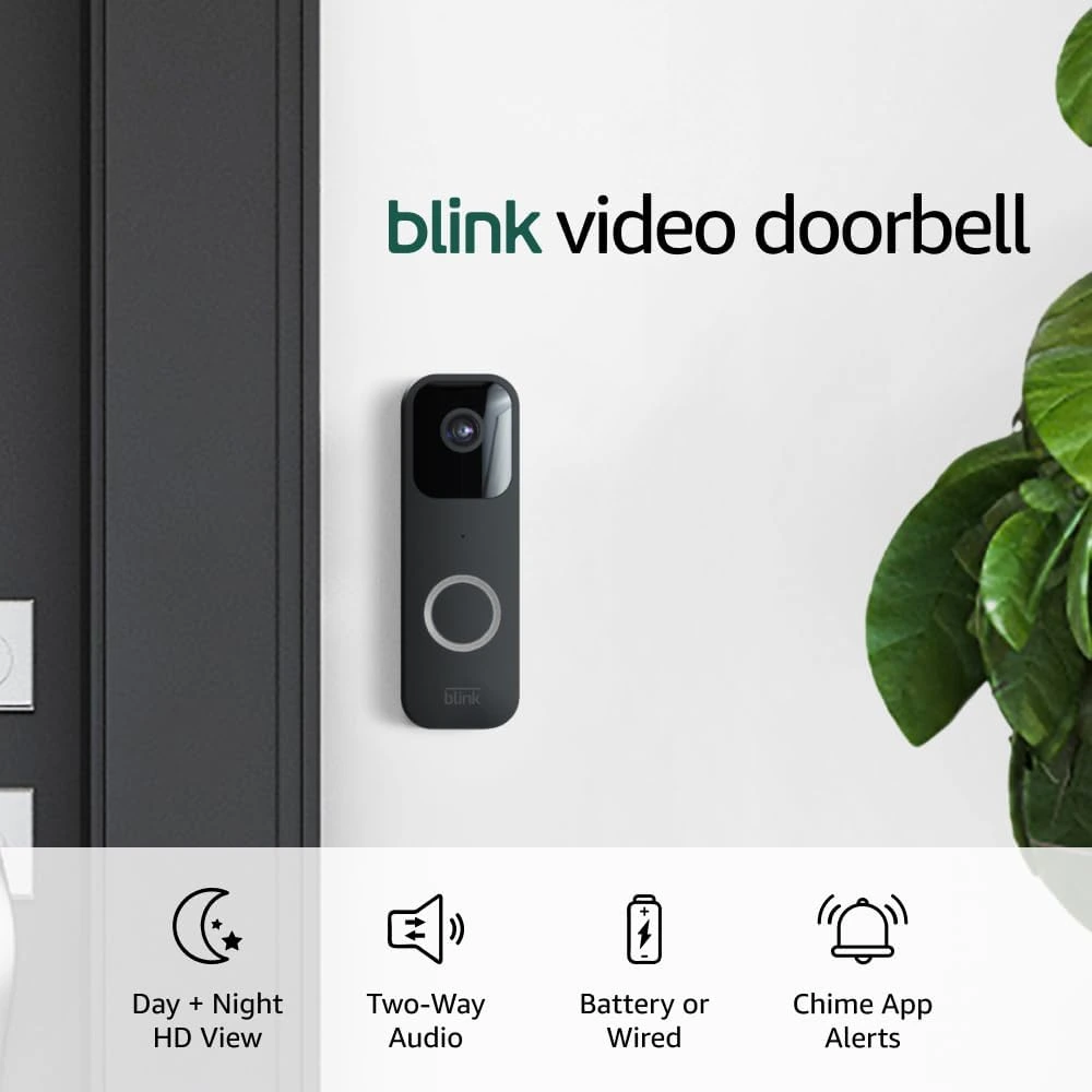 Blink Video Doorbell | Two-way audio, HD video, motion and chime app alerts and Alexa enabled — wired or wire-free (Black) - Image 2