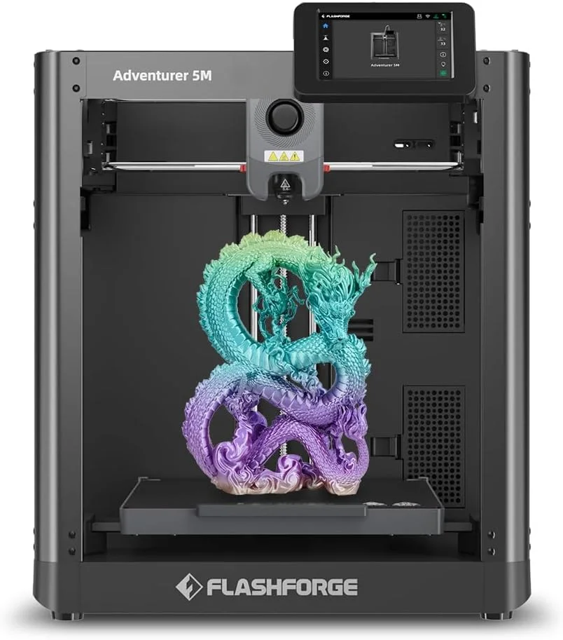 FLASHFORGE Adventurer 5M 3D Printer, Fully Auto Leveling FDM 3D Printer with Max 600mm/s High Speed Printing, Quick Detachable 280°C Nozzle, Vibration Compensation, Printing Size 220 * 220 * 220mm