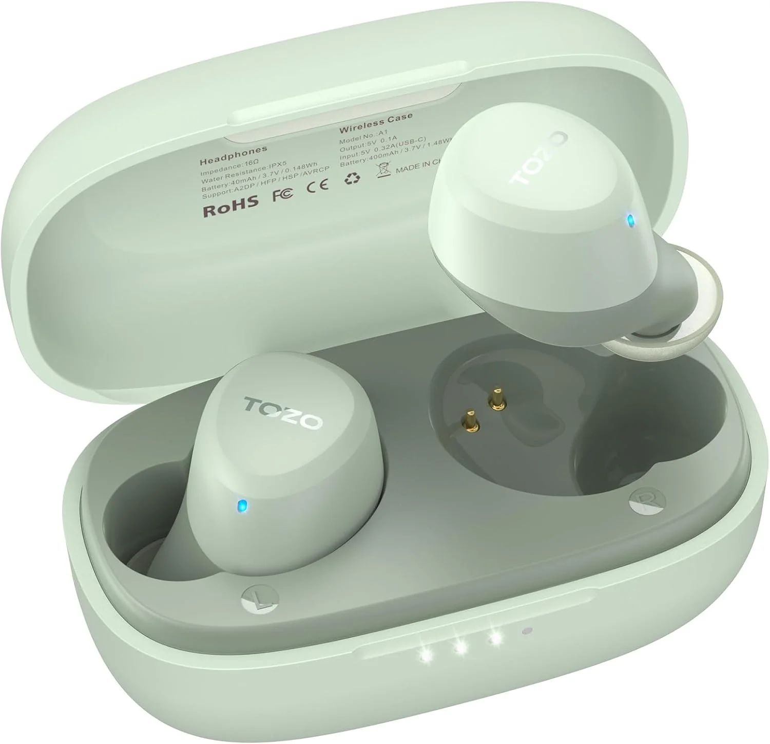TOZO A1 Mini Wireless Earbuds Bluetooth 5.3 in Ear Light-Weight Headphones Built-in Mic Calls, IPX5 Waterproof, Immersive Premium Sound Connection Headset with Charging Case, 32 Preset EQs via APP