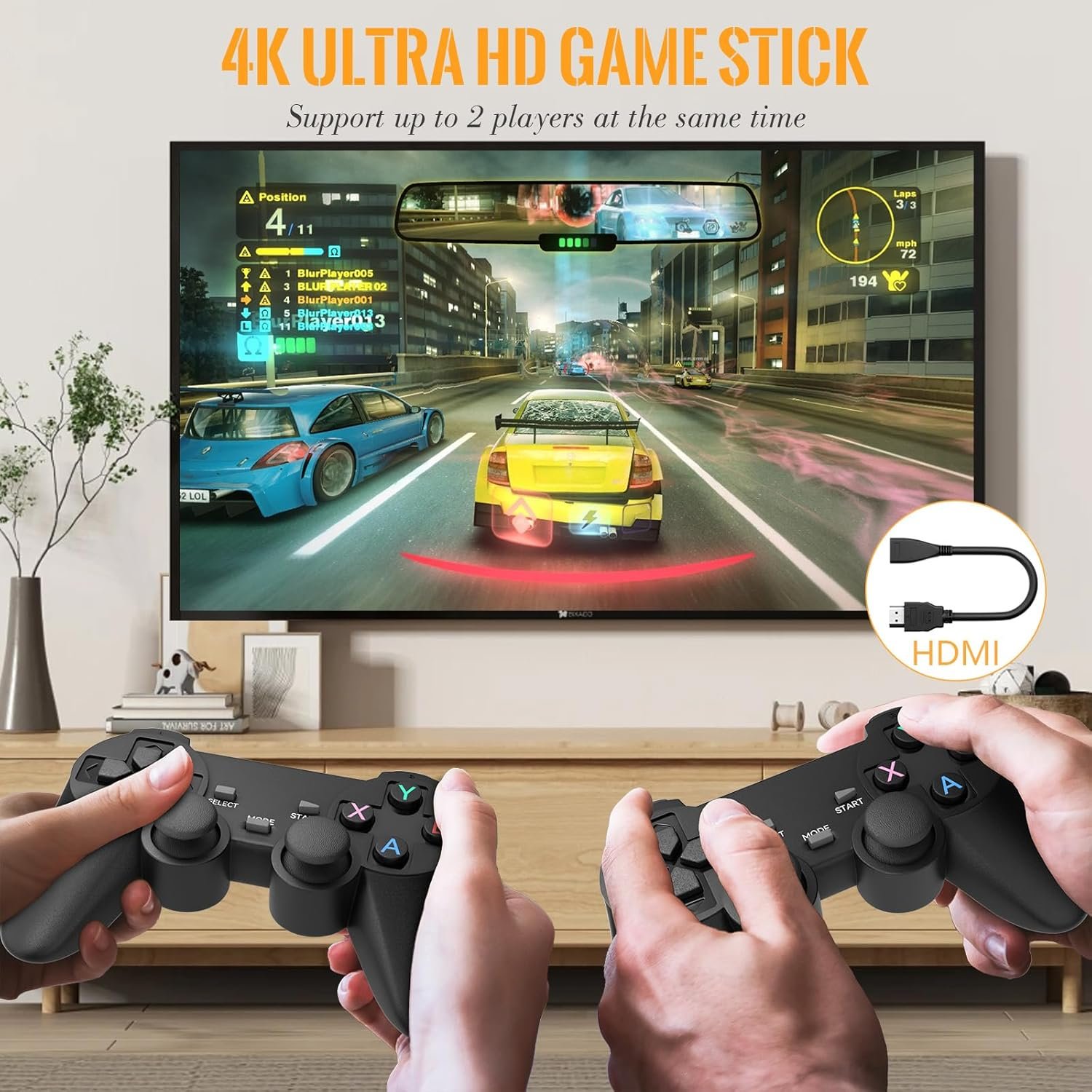 Retro Gaming Console, Wireless Game Stick Plug and Play Video Games Console with 20,000+ Games Handheld Game Console Built in 15 Emulators Game Console Support 2 Player & TV HDMI (64G) - Image 2