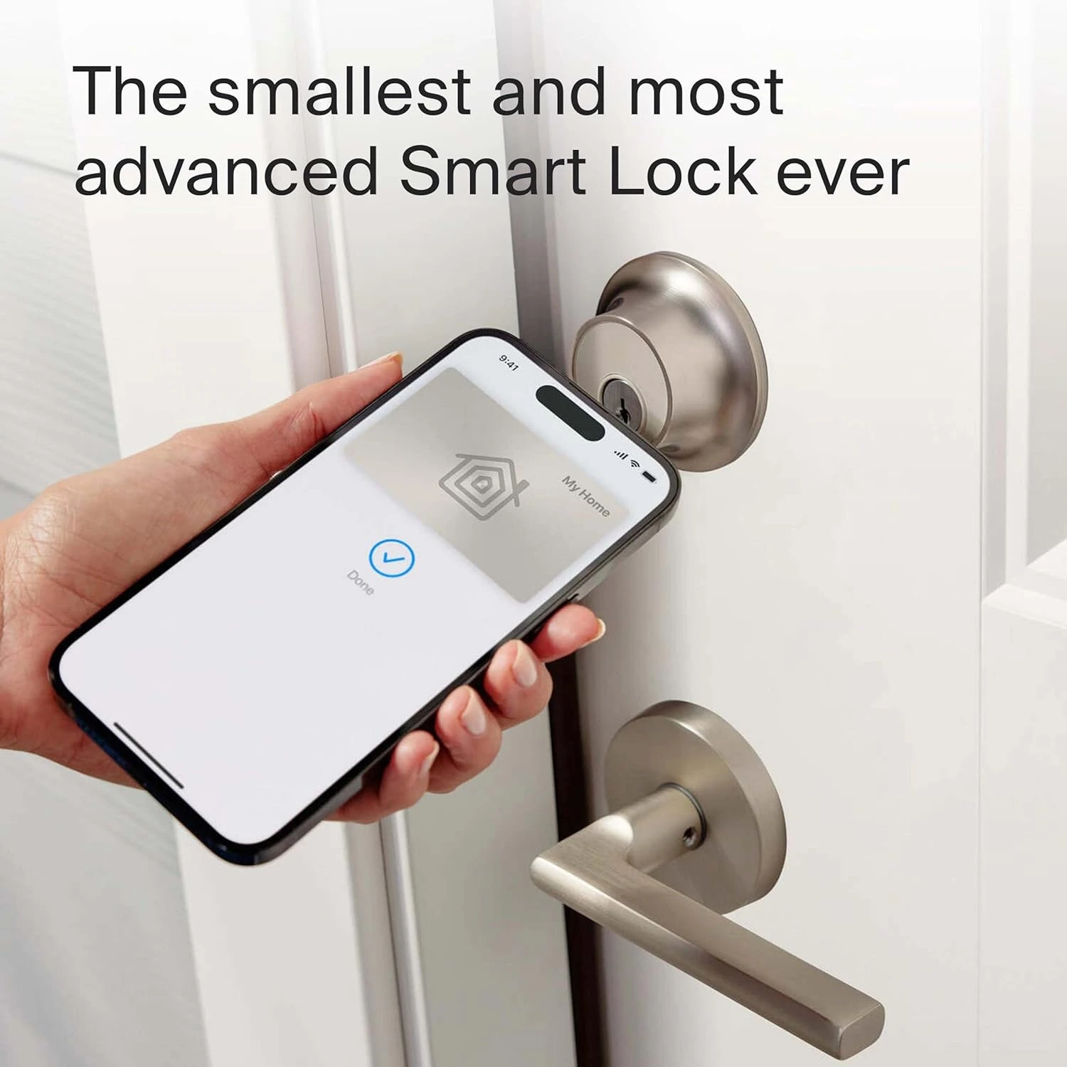 Level Lock+ Connect Wi-Fi Smart Lock Plus Apple Home Keys - Remotely Control from Anywhere - Includes Key Cards - Works with iOS, Android, Apple HomeKit, Amazon Alexa, Google Home (Satin Nickel) - Image 2