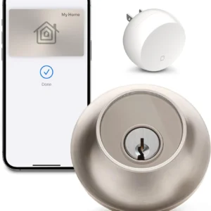 Level Lock+ Connect Wi-Fi Smart Lock Plus Apple Home Keys - Remotely Control from Anywhere - Includes Key Cards - Works with iOS, Android, Apple HomeKit, Amazon Alexa, Google Home (Satin Nickel)