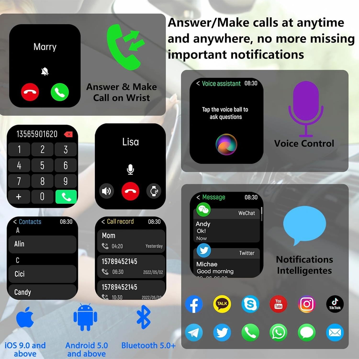 Smart Watch, 2024 HD 2.01" Smartwatch for Android Phones iPhone(Answer/Make Call), IP68 Waterproof Fitness Tracker for Men Women with Heart Rate, Sleep Monitor, Spo2, Pedometer, 100+ Sports Watches - Image 2