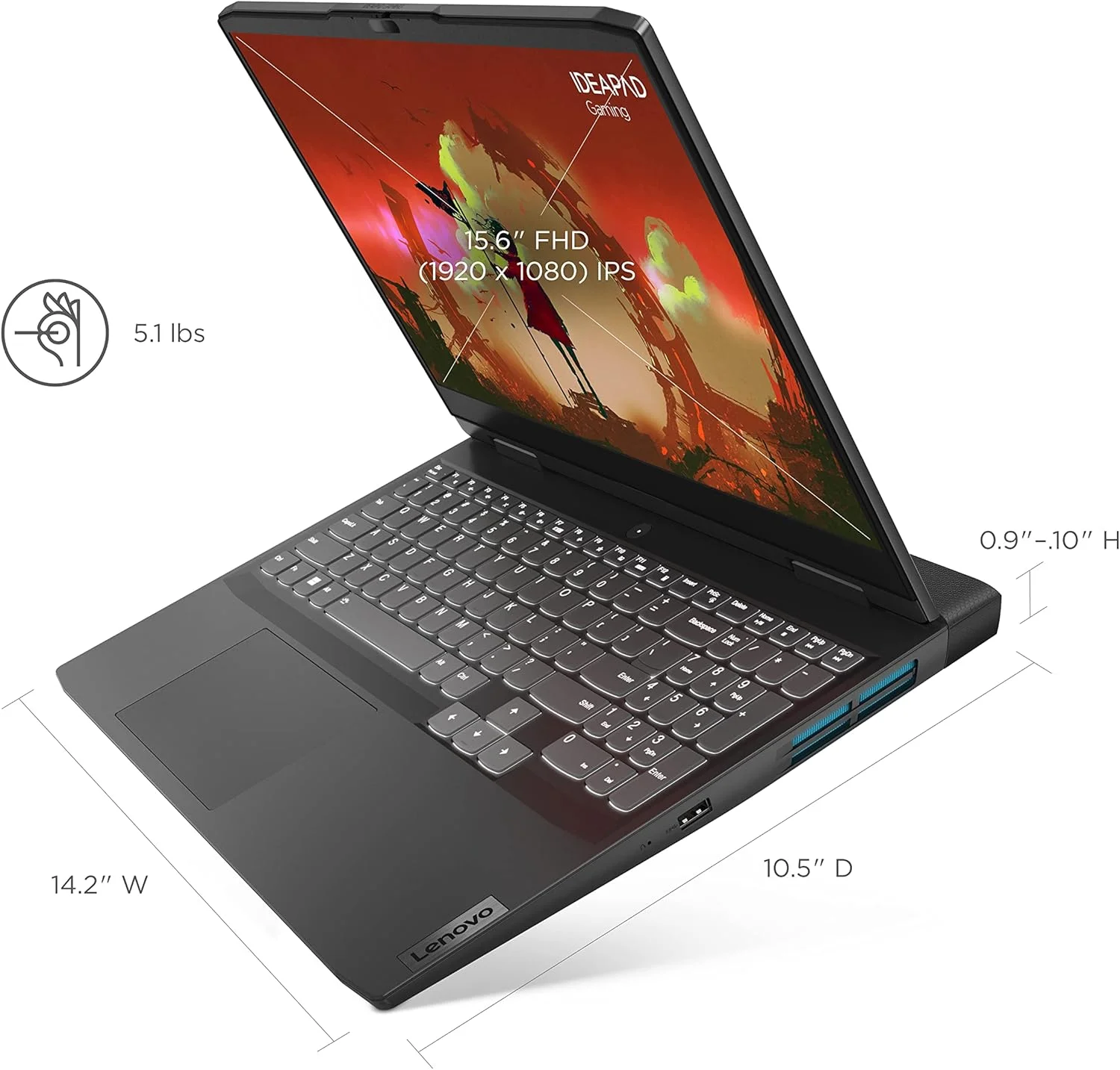 Lenovo IdeaPad Gaming 3 - Essential Gaming Laptop - 15.6" FHD - 120Hz - AMD Ryzen 5 6600H - NVIDIA GeForce RTX 3050 - 8GB DDR5 RAM - 256GB NVMe Storage - Windows 11 Home - Image 2